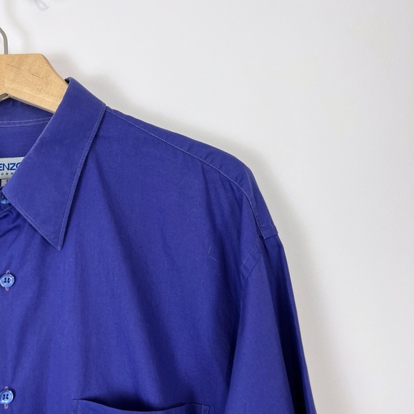 Kenzo Homme Vintage Y2K Purple Cotton Embroidered Logo Classic Shirt UK L - Picture 3 of 14